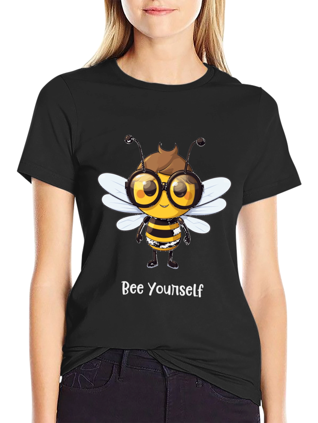 Bee Yourself Graphic T-Shirt - Stylish Black Tee