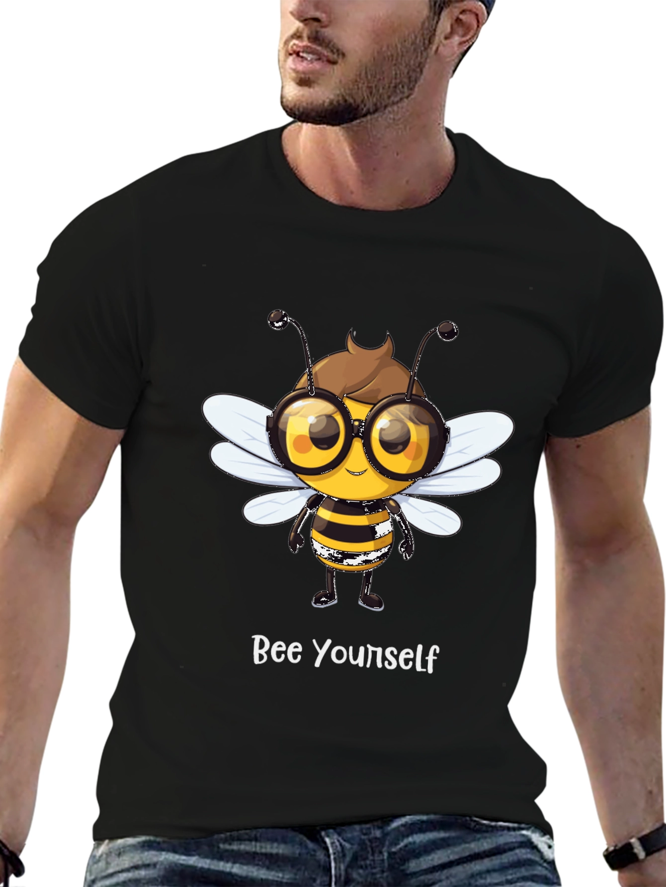 Bee Yourself Graphic T-Shirt - Stylish Black Tee