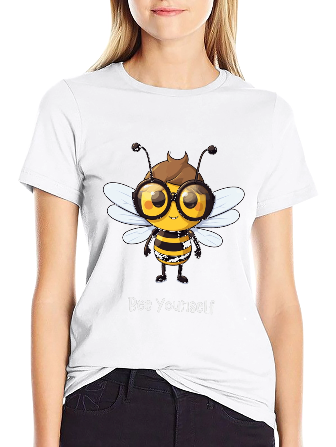 Bee Yourself Graphic T-Shirt - Stylish Black Tee