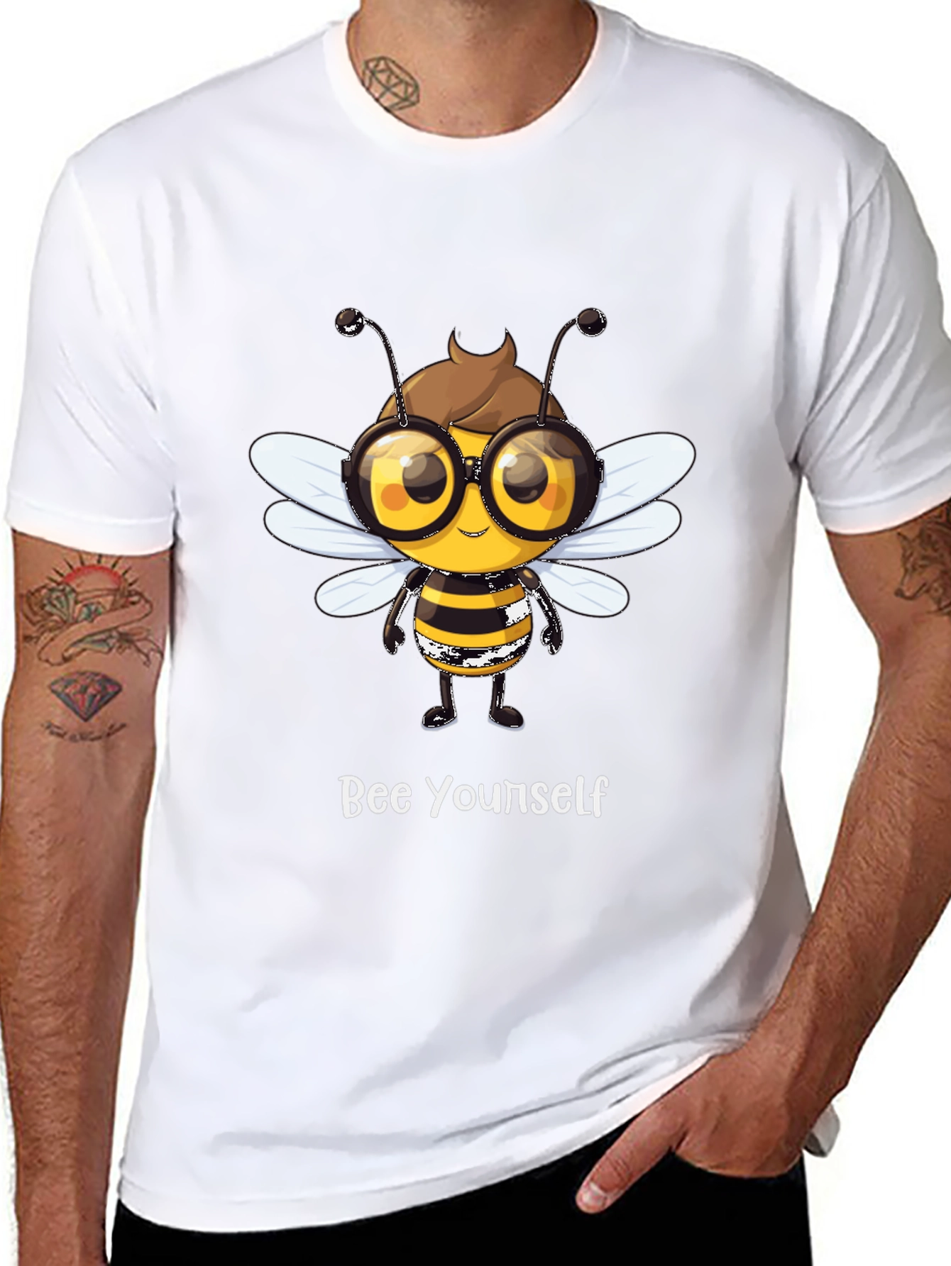 Bee Yourself Graphic T-Shirt - Stylish Black Tee