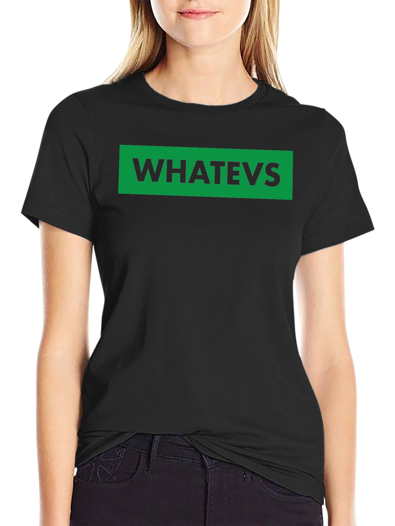 Whatevs Green Box Black T-Shirt