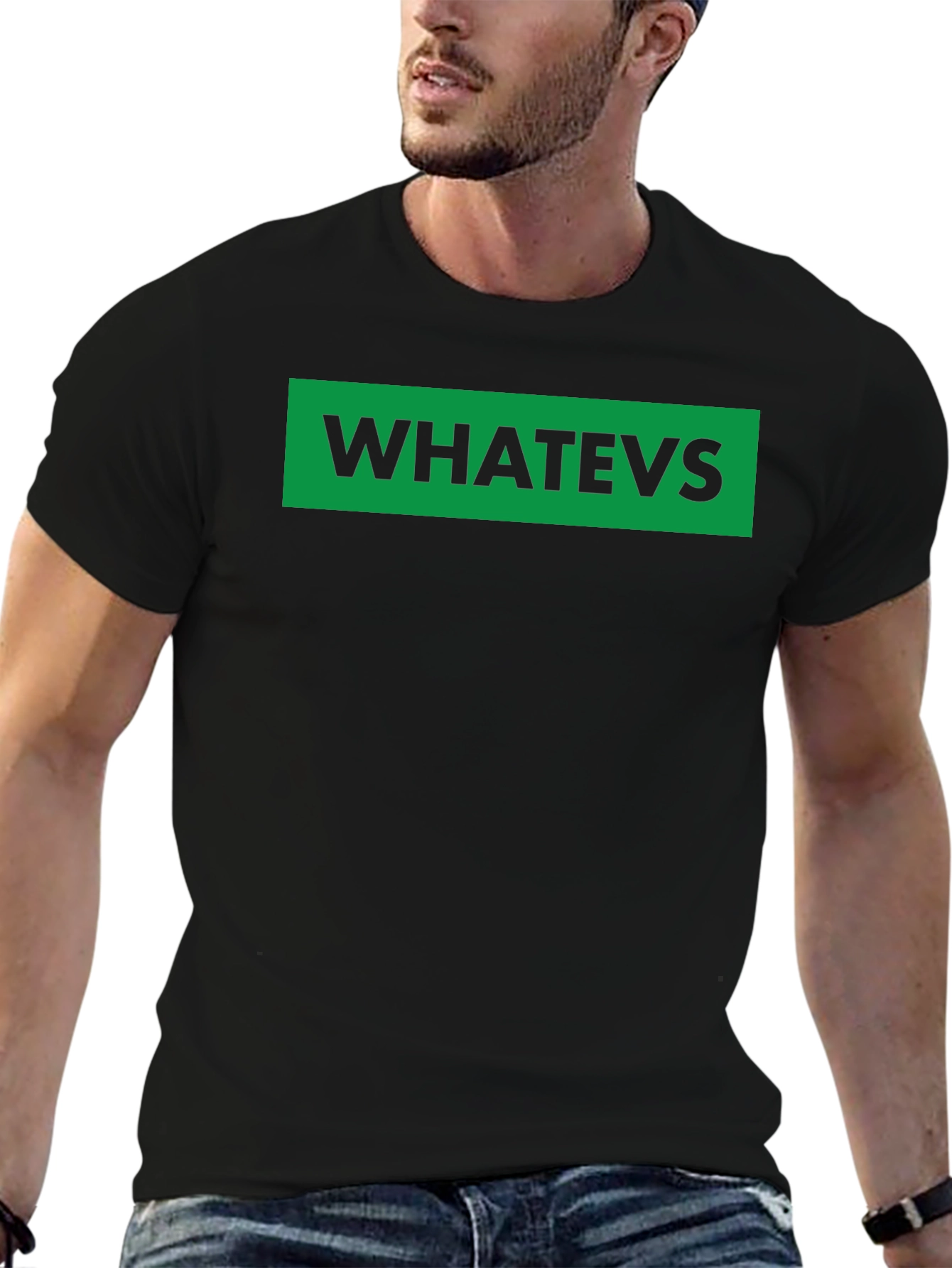 Whatevs Green Box Black T-Shirt