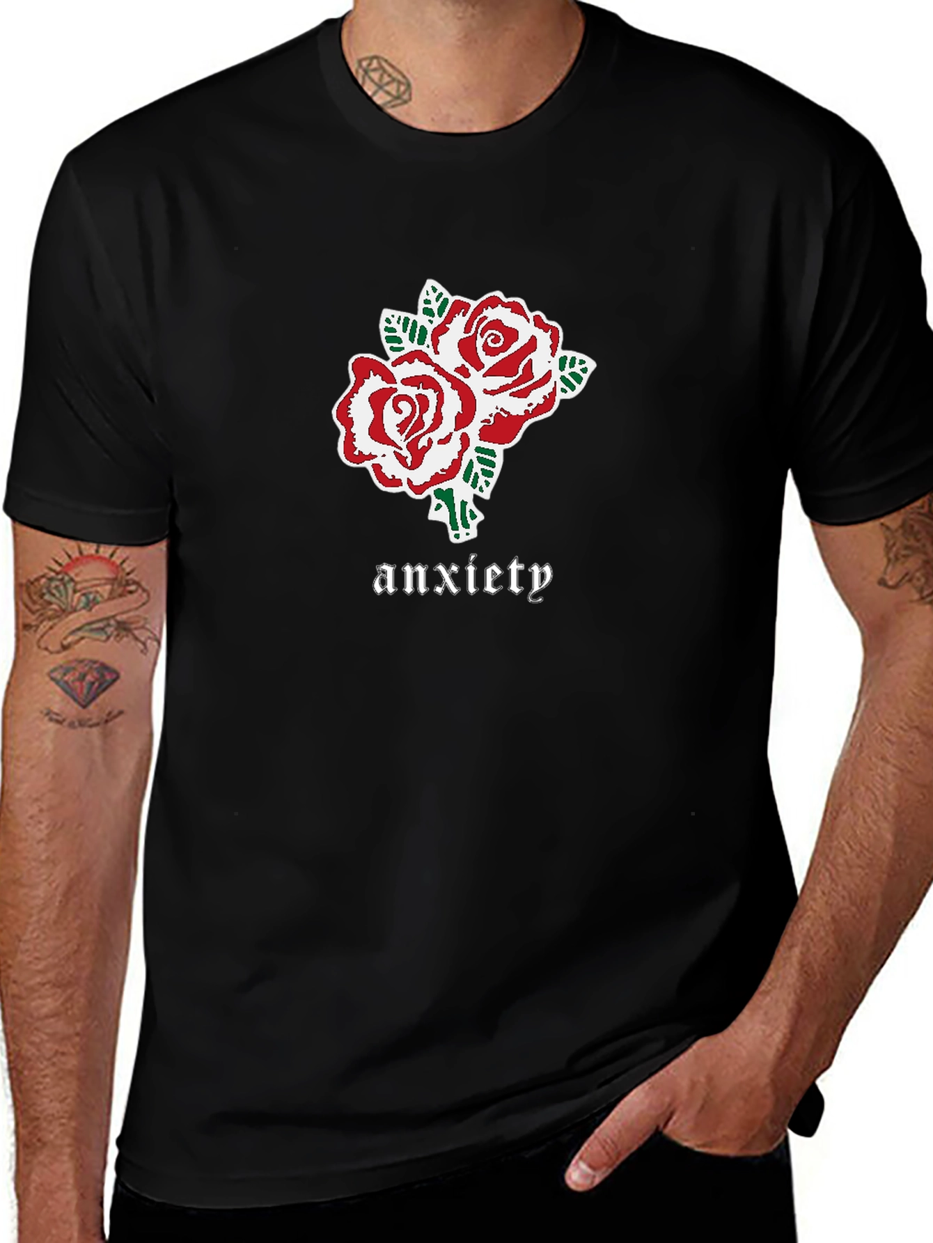 Anxiety Roses Graphic Black T-Shirt