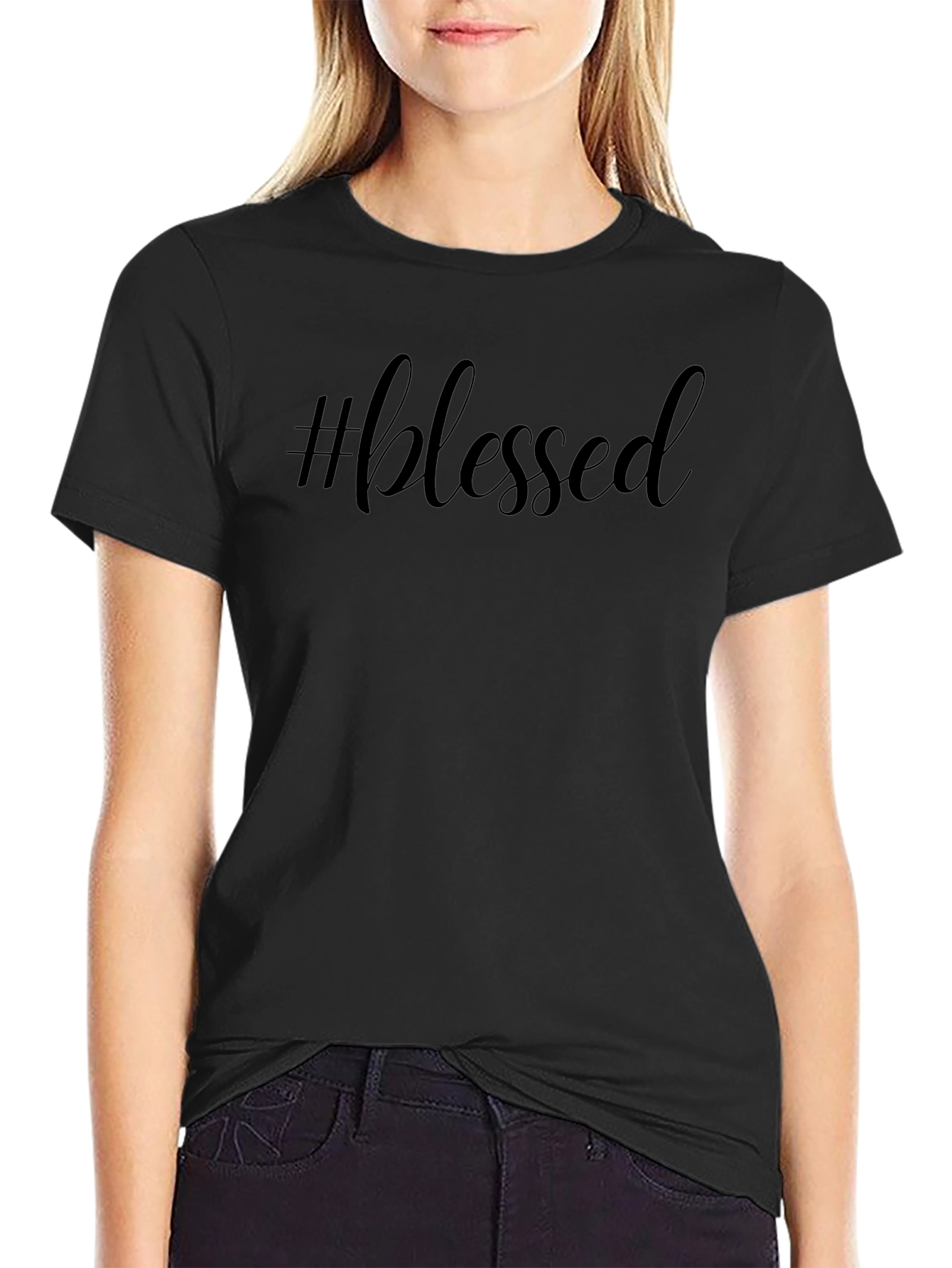 #blessed Black Crew Neck Short Sleeve T-Shirt