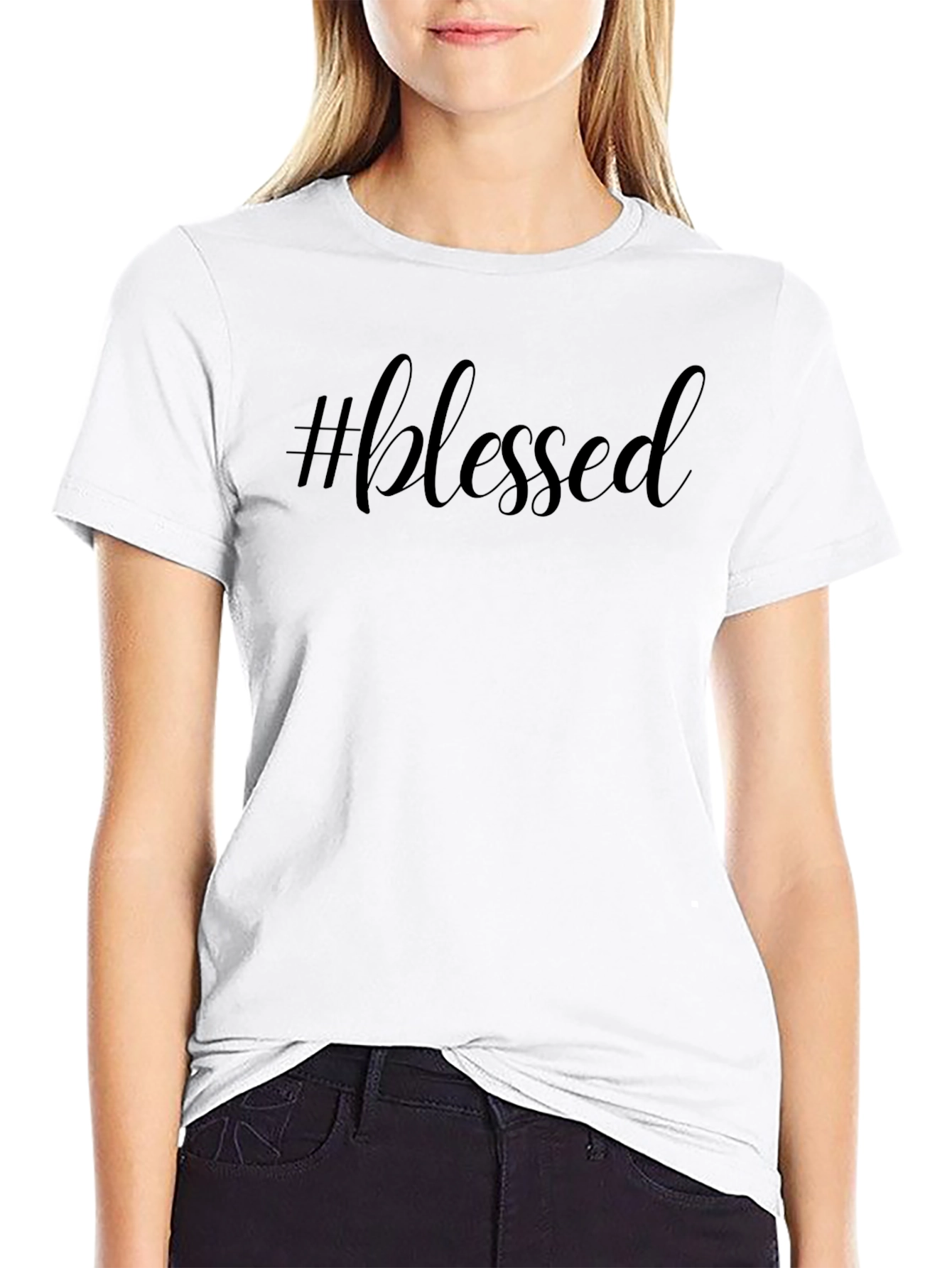 #blessed Black Crew Neck Short Sleeve T-Shirt