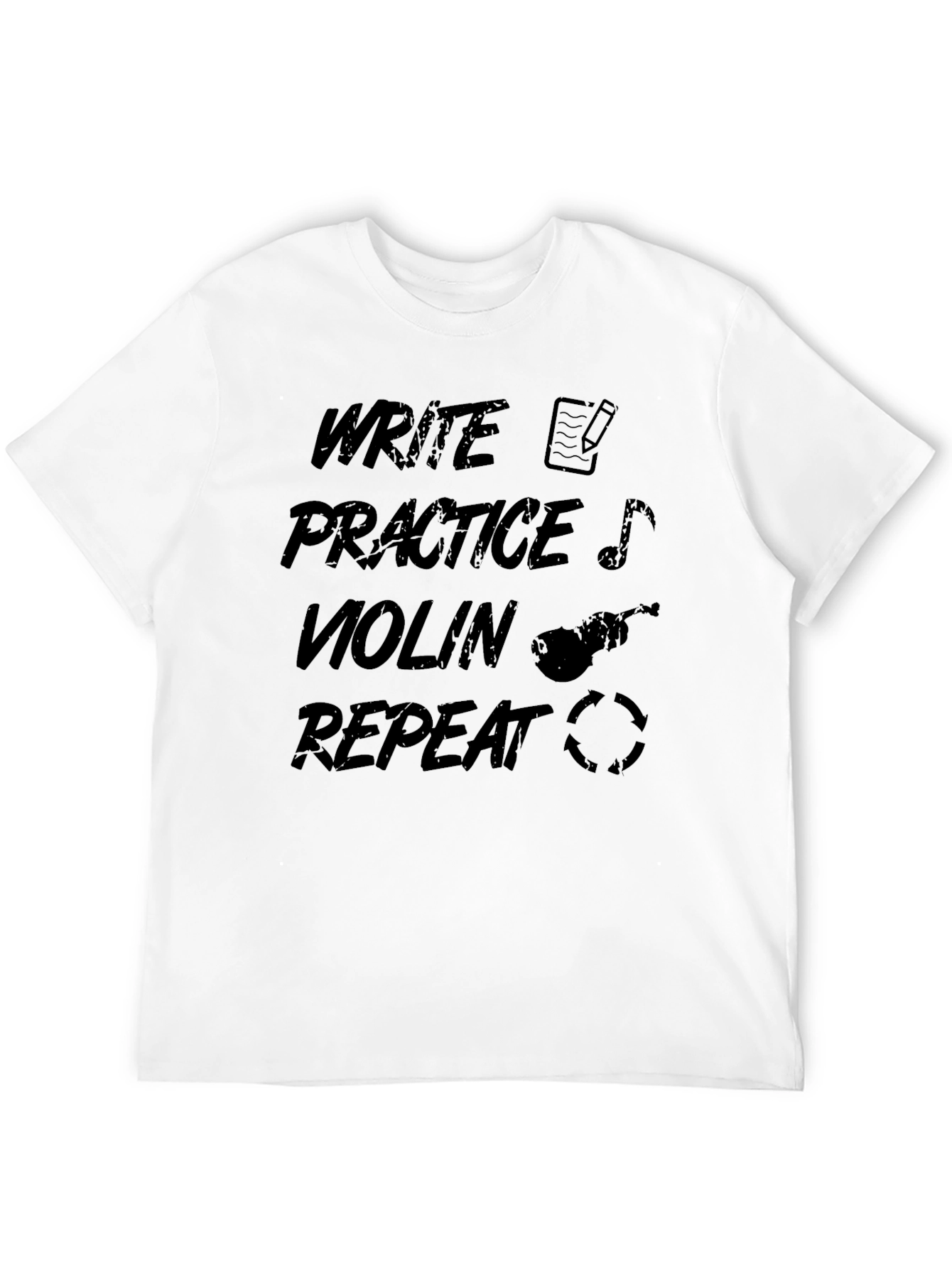 Write Practice Violin Repeat Black Graphic T-Shirt