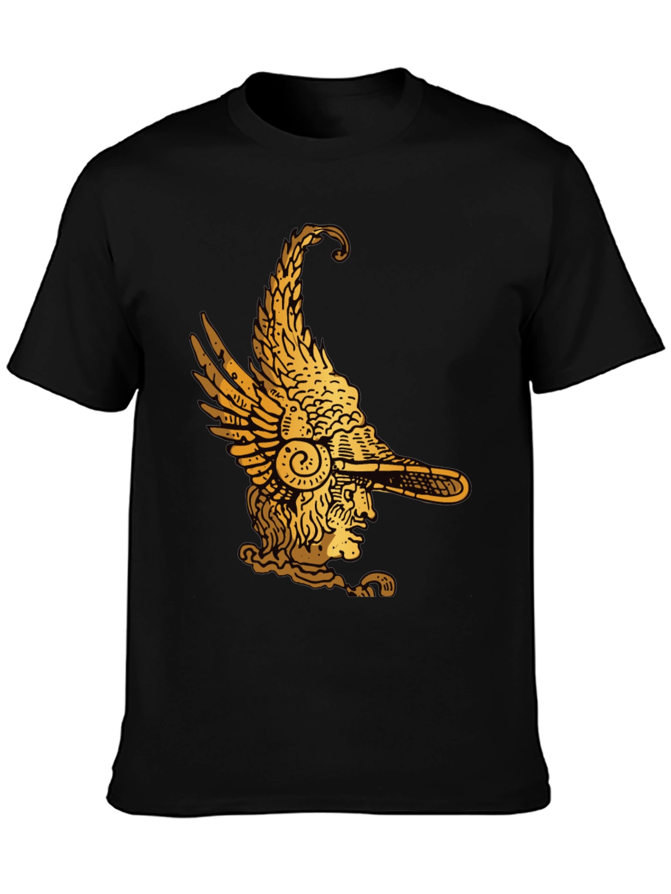 Winged Helmet Graphic Tee - Black Cotton