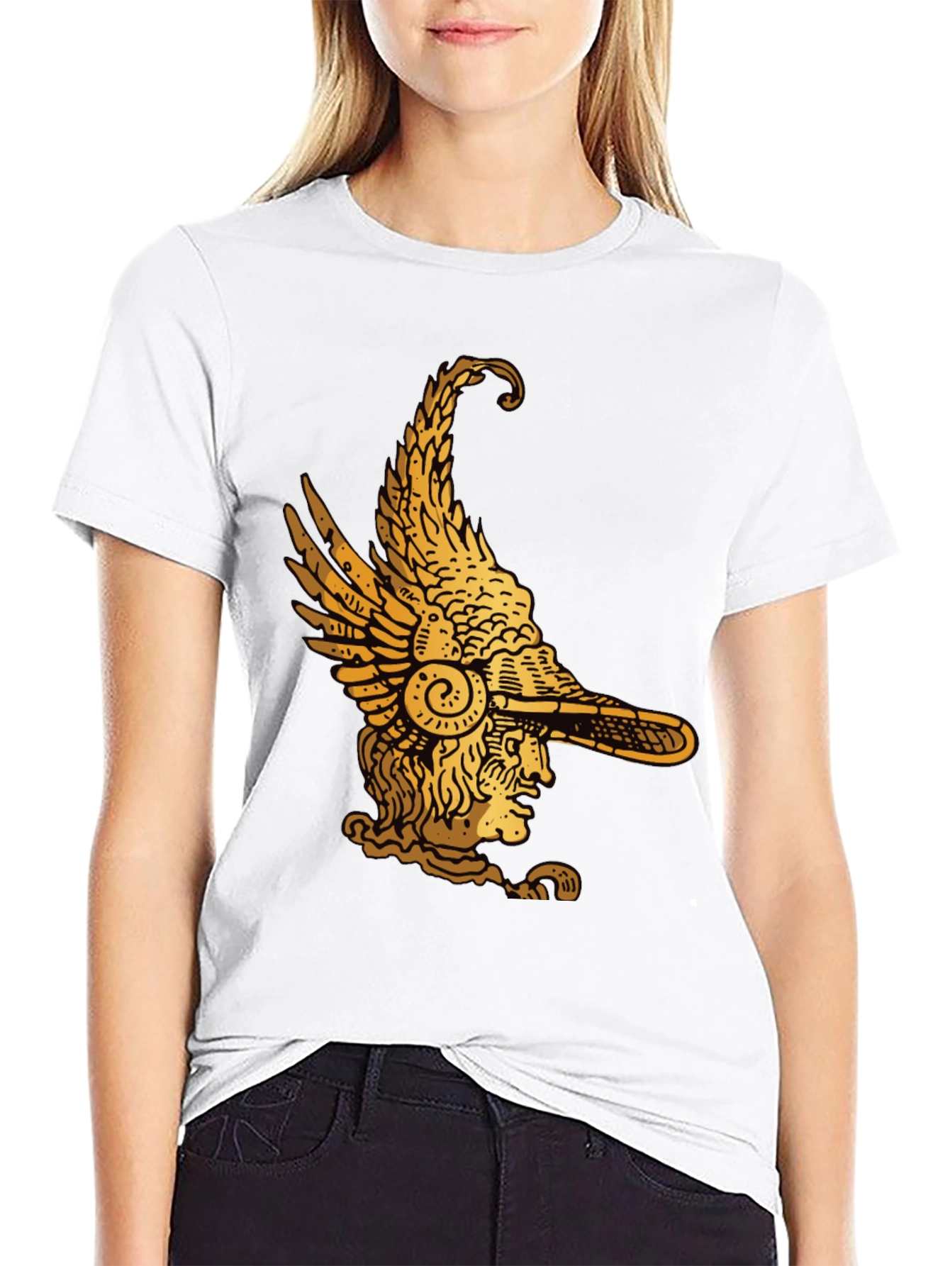 Winged Helmet Graphic Tee - Black Cotton