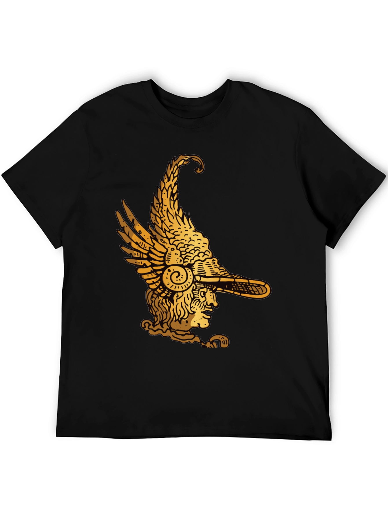 Winged Helmet Graphic Tee - Black Cotton