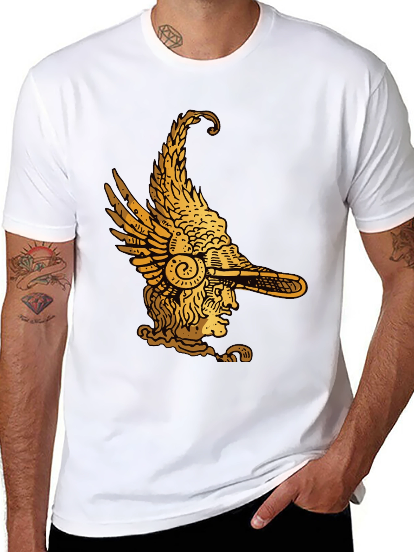 Winged Helmet Graphic Tee - Black Cotton