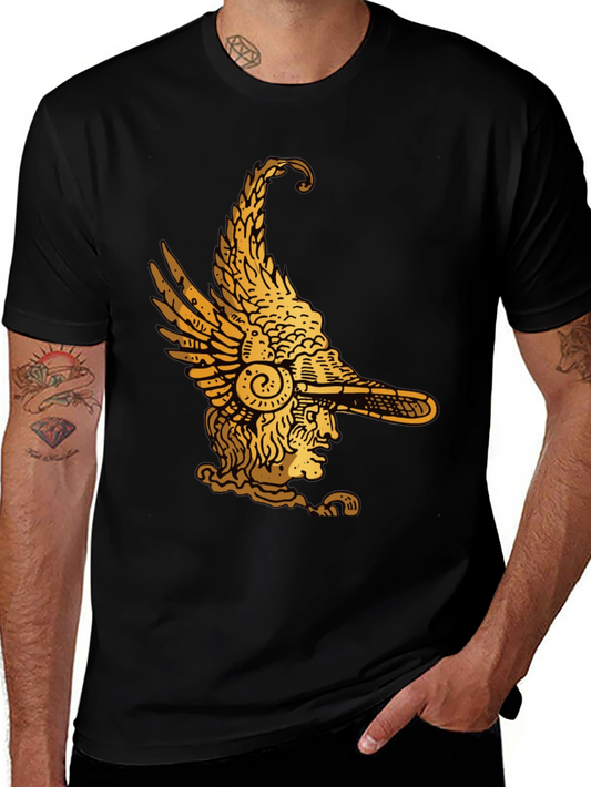 Winged Helmet Graphic Tee - Black Cotton