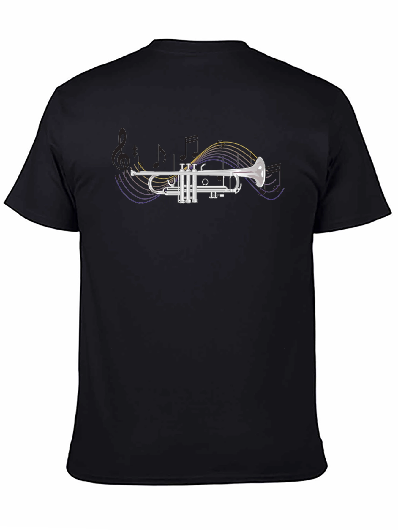 Trumpet Graphic Print Black T-Shirt
