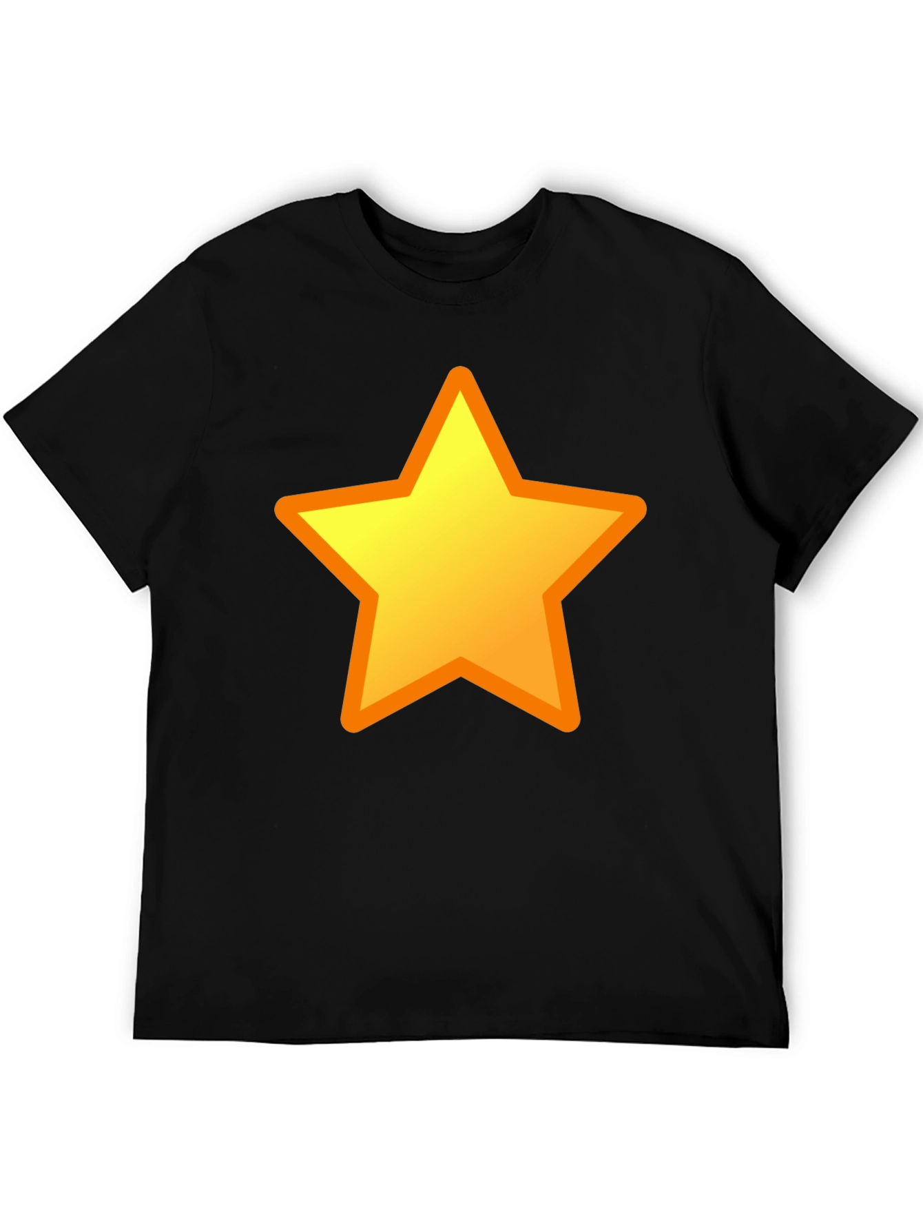 Black T-Shirt with Yellow Star Design