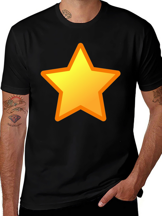Black T-Shirt with Yellow Star Design