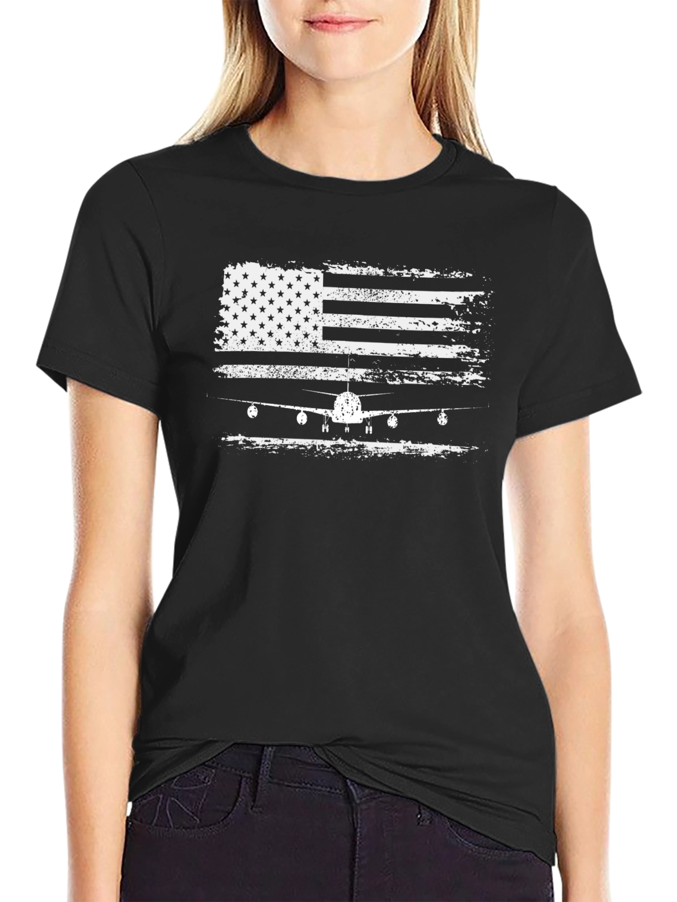 American Flag Airplane Graphic Tee