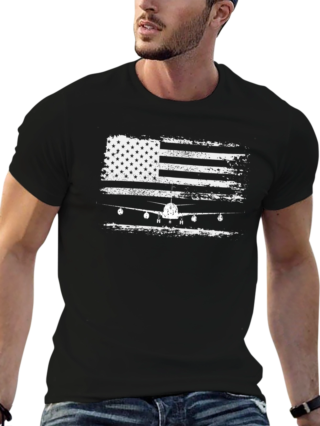 American Flag Airplane Graphic Tee