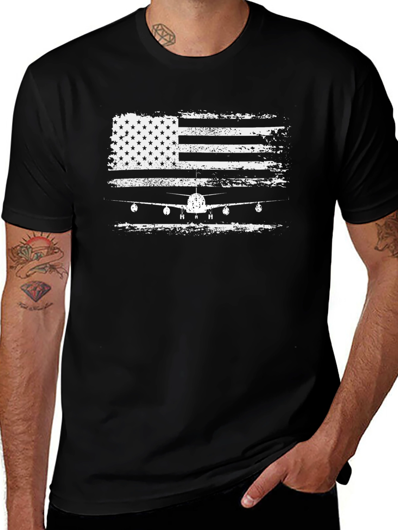 American Flag Airplane Graphic Tee