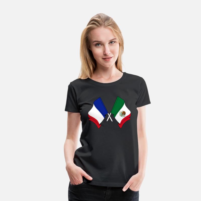 Flag of France and flag of Mexico crossed