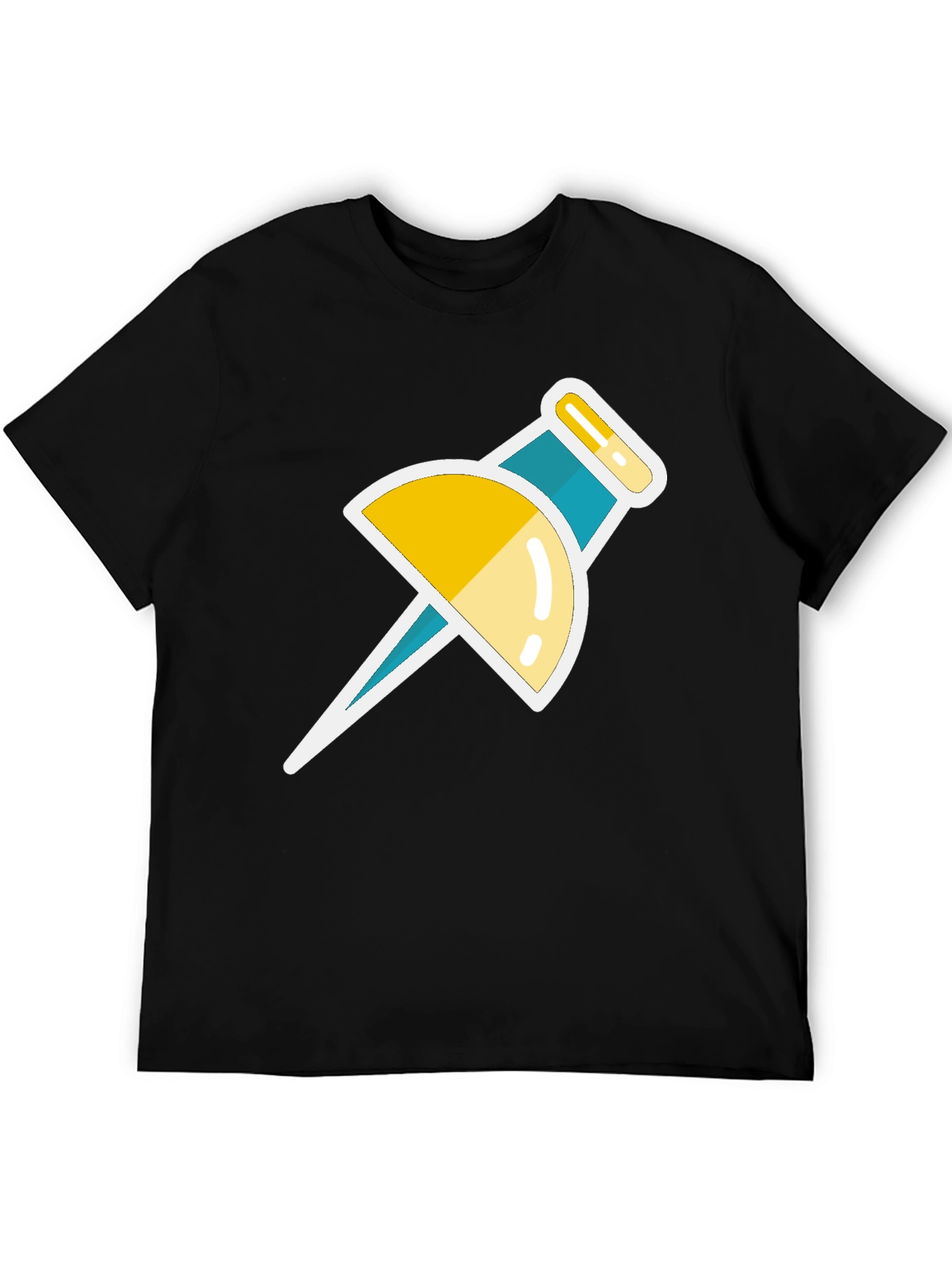 Trendy Push Pin Graphic Tee - Black Casual T-Shirt