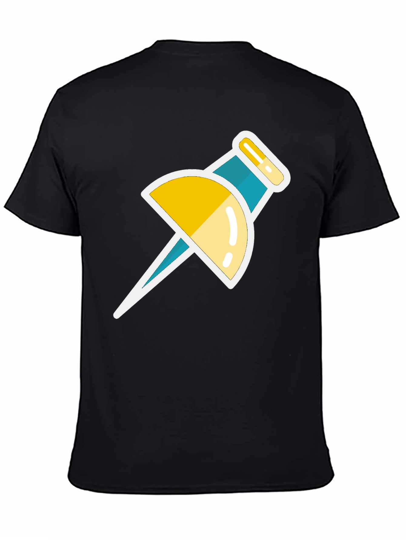 Trendy Push Pin Graphic Tee - Black Casual T-Shirt