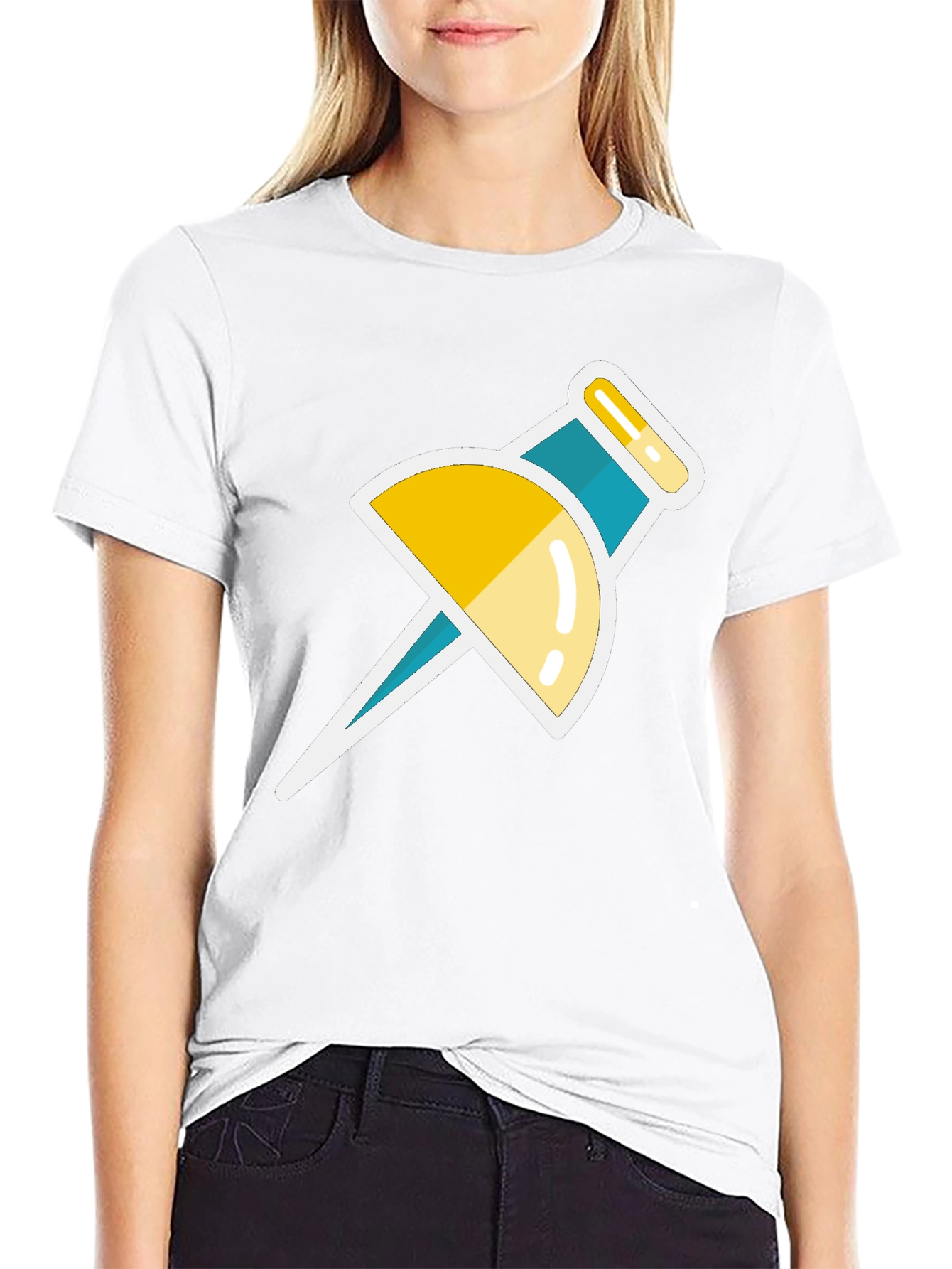 Trendy Push Pin Graphic Tee - Black Casual T-Shirt