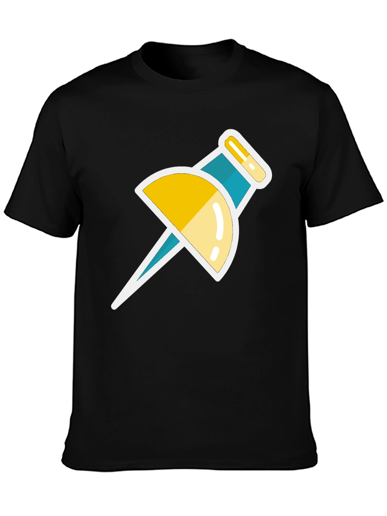 Trendy Push Pin Graphic Tee - Black Casual T-Shirt