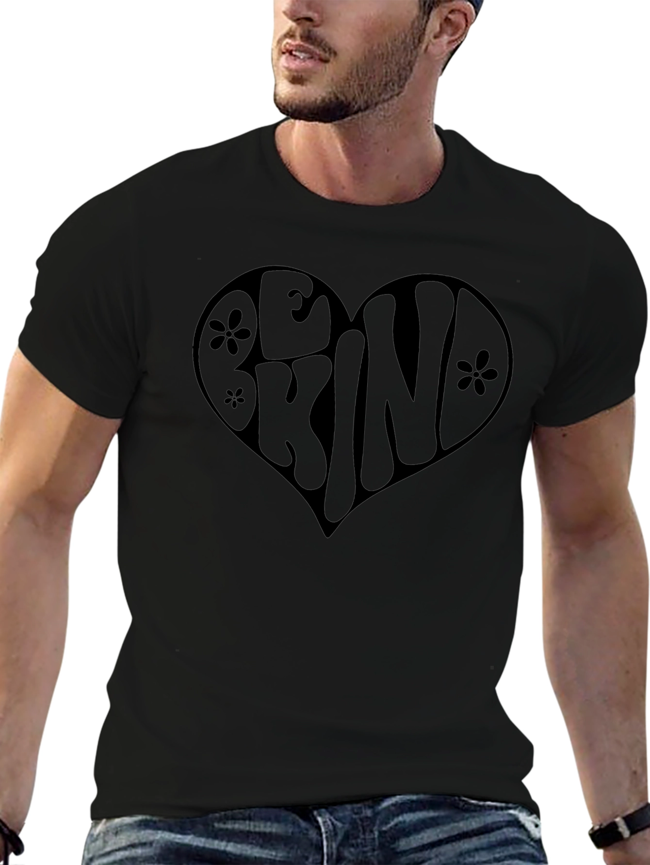 Be Kind Heart Graphic Tee - Black