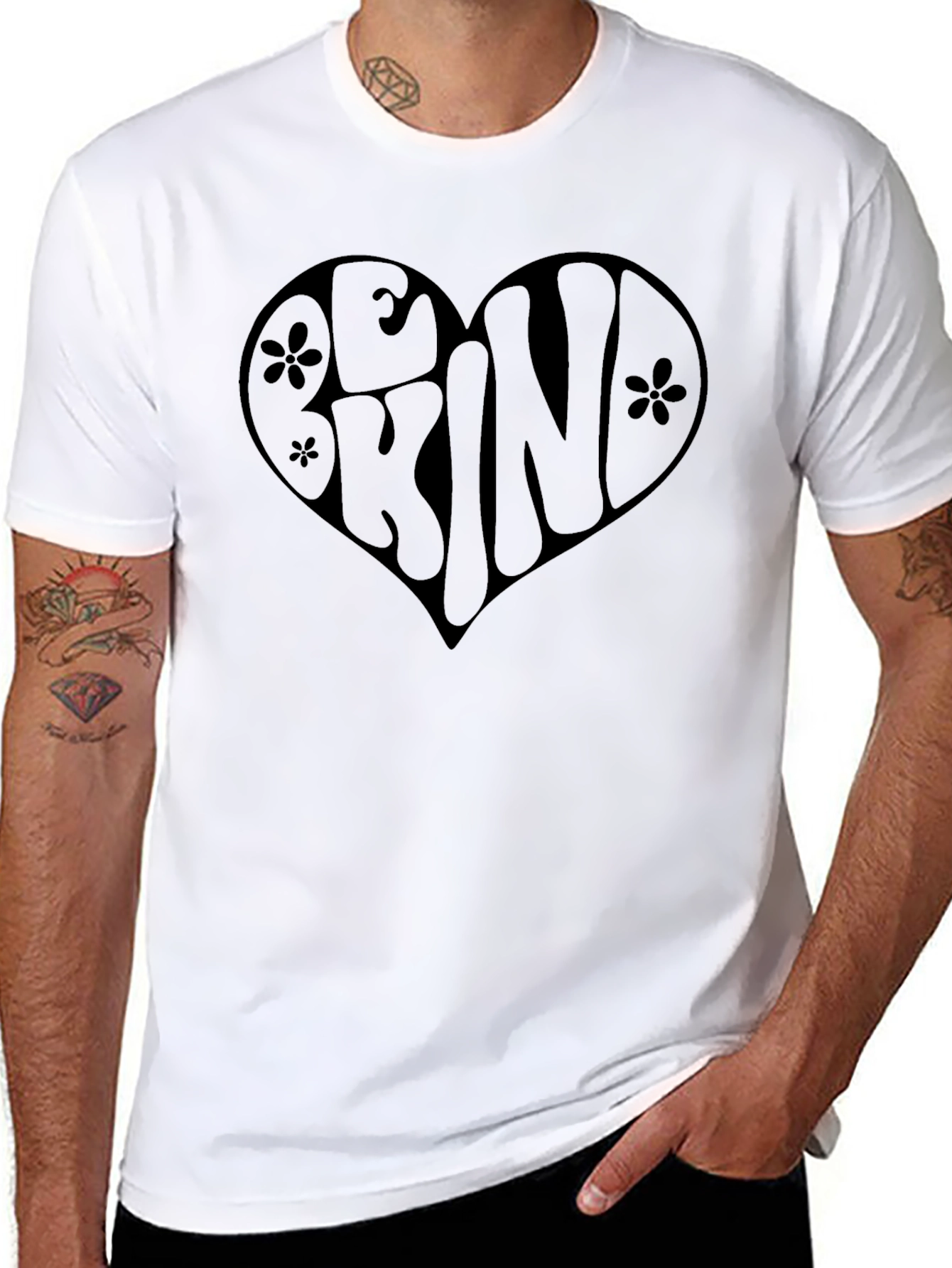 Be Kind Heart Graphic Tee - Black