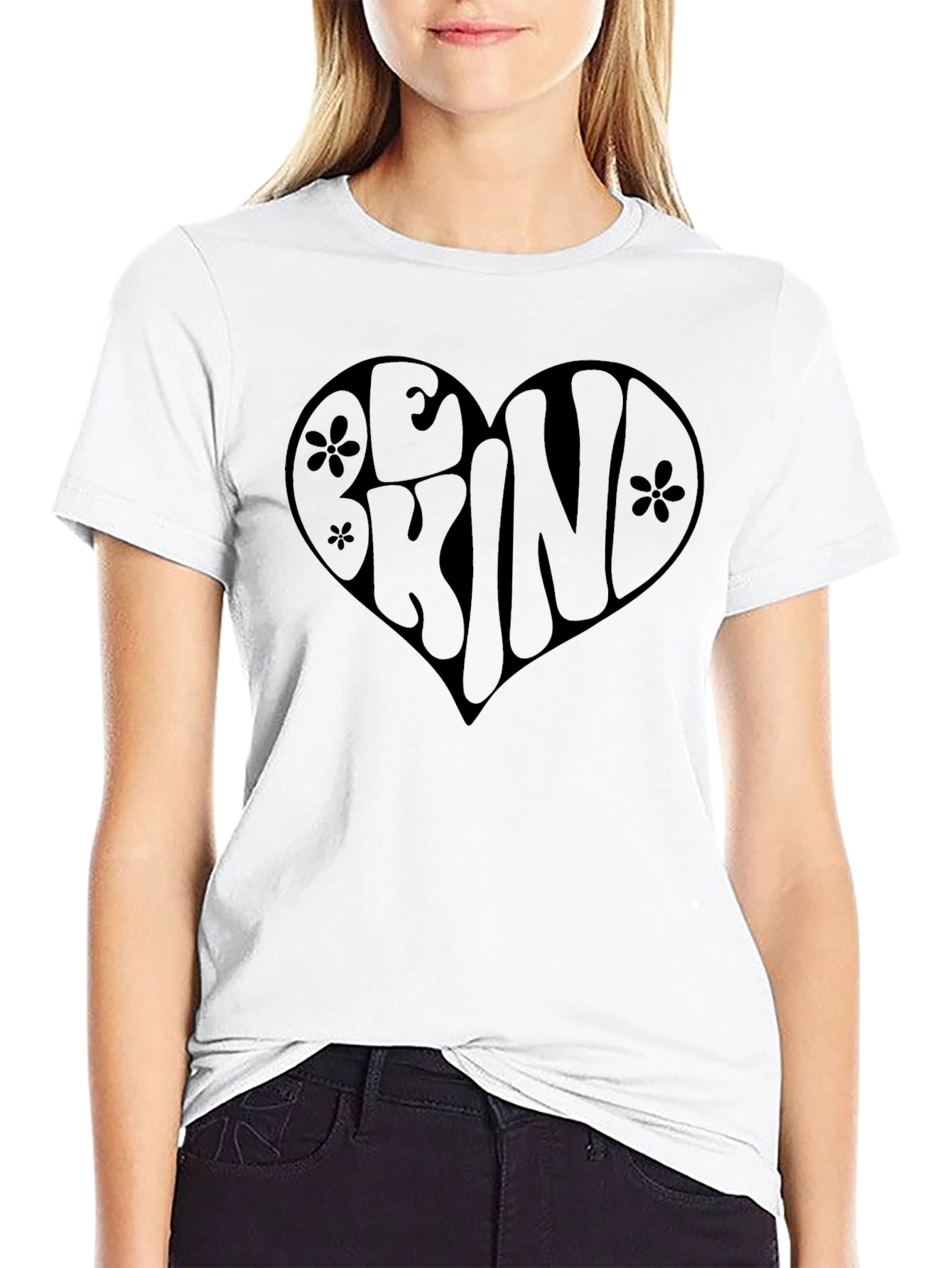 Be Kind Heart Graphic Tee - Black