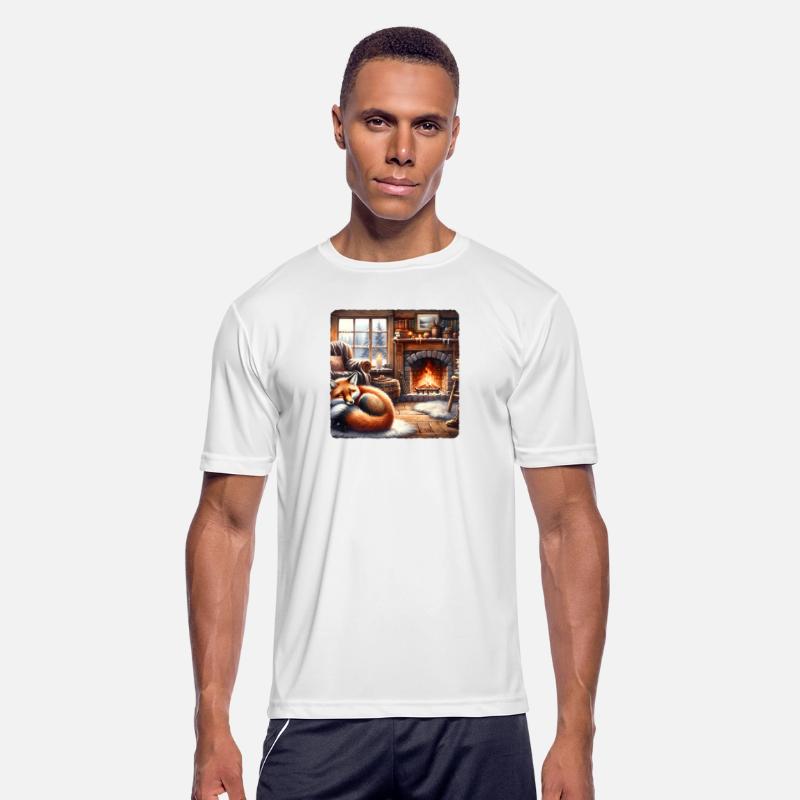 Fox Asleep Fireplace Snow Cozy