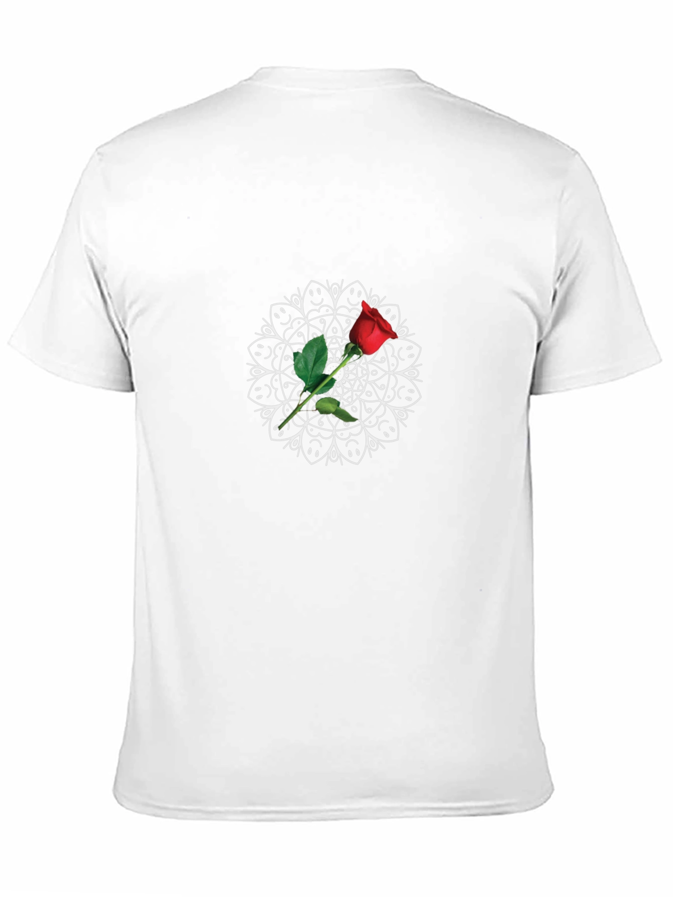 Black T-Shirt with Rose Mandala Design