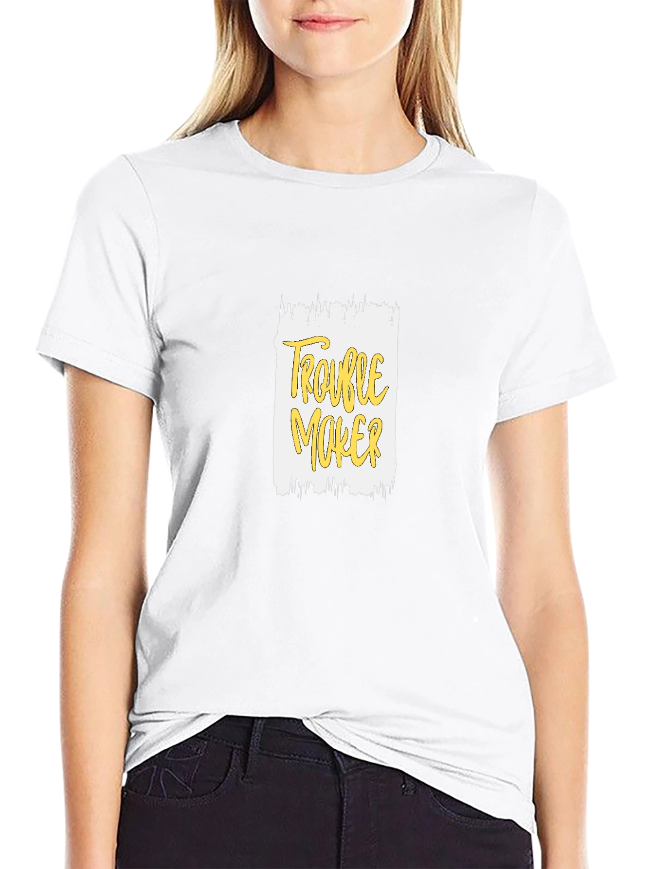 Trouble Maker Graphic Print Black T-Shirt