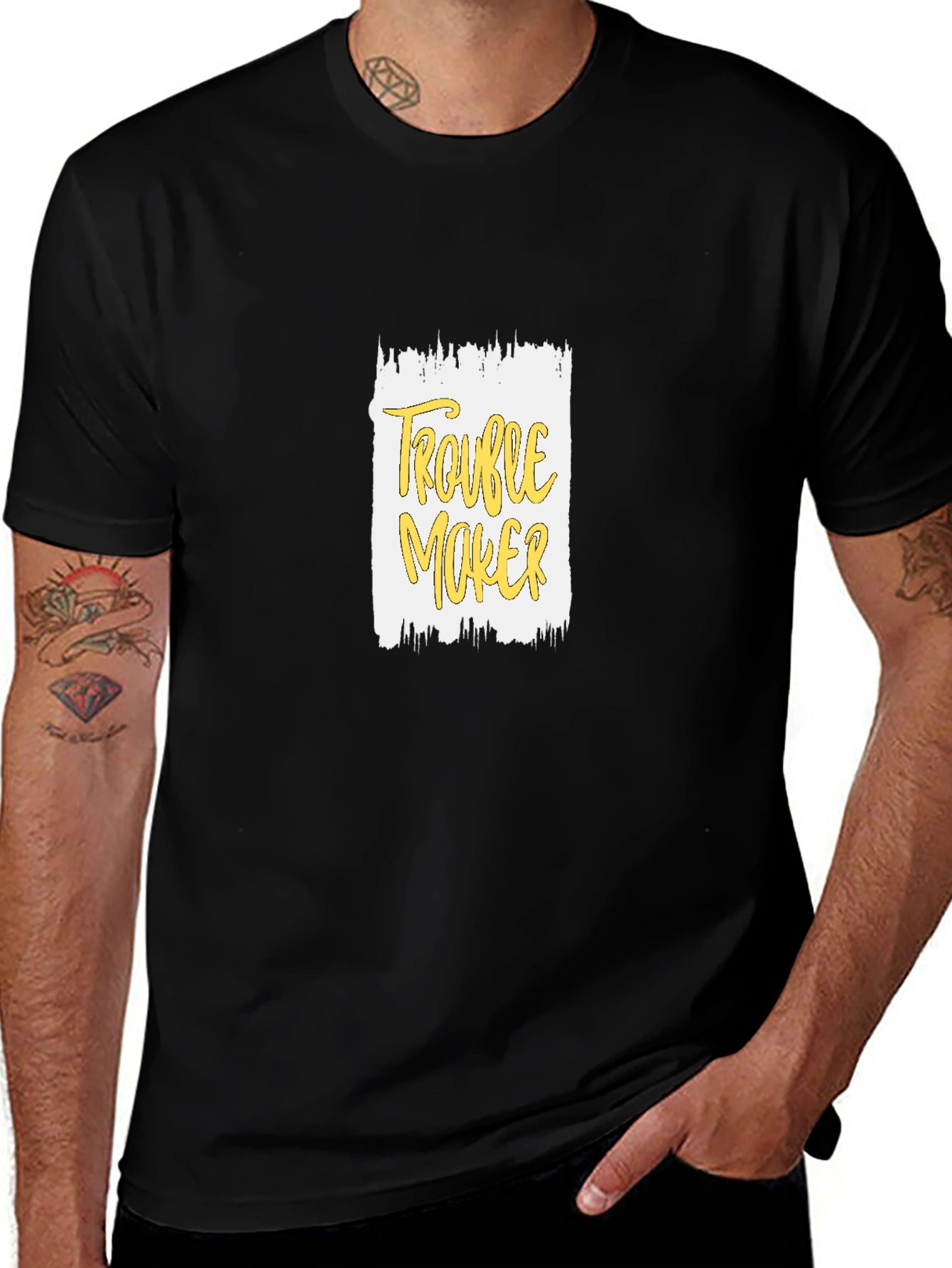 Trouble Maker Graphic Print Black T-Shirt