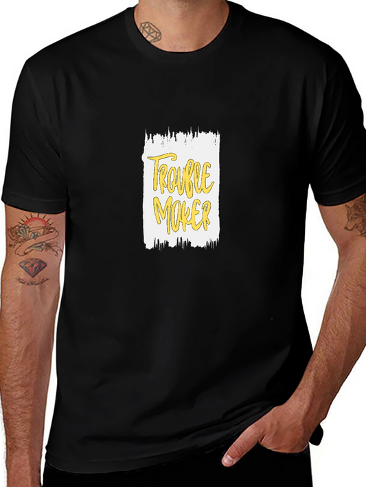Trouble Maker Graphic Print Black T-Shirt