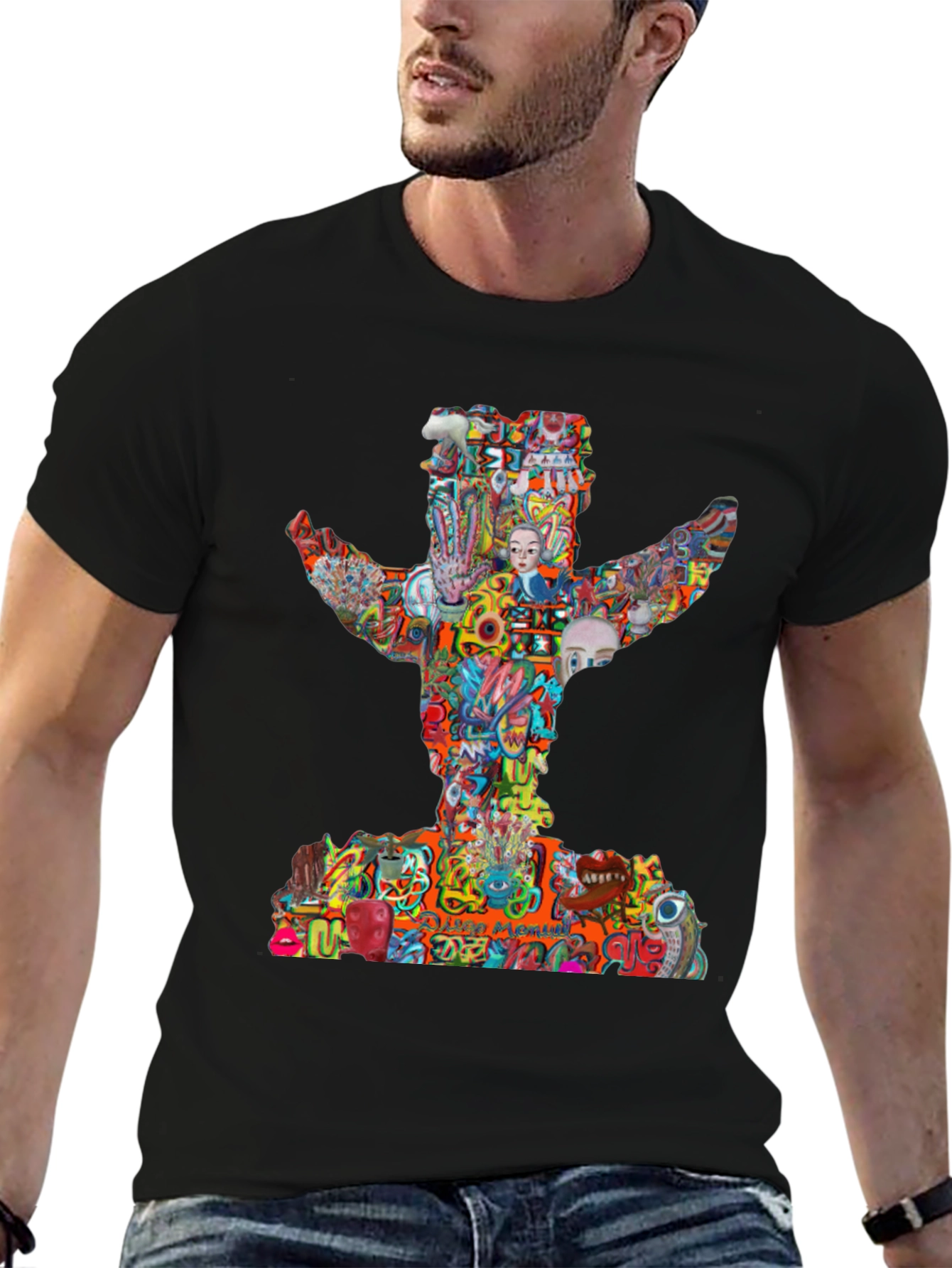 Abstract Graphic Print Crew Neck T-Shirt