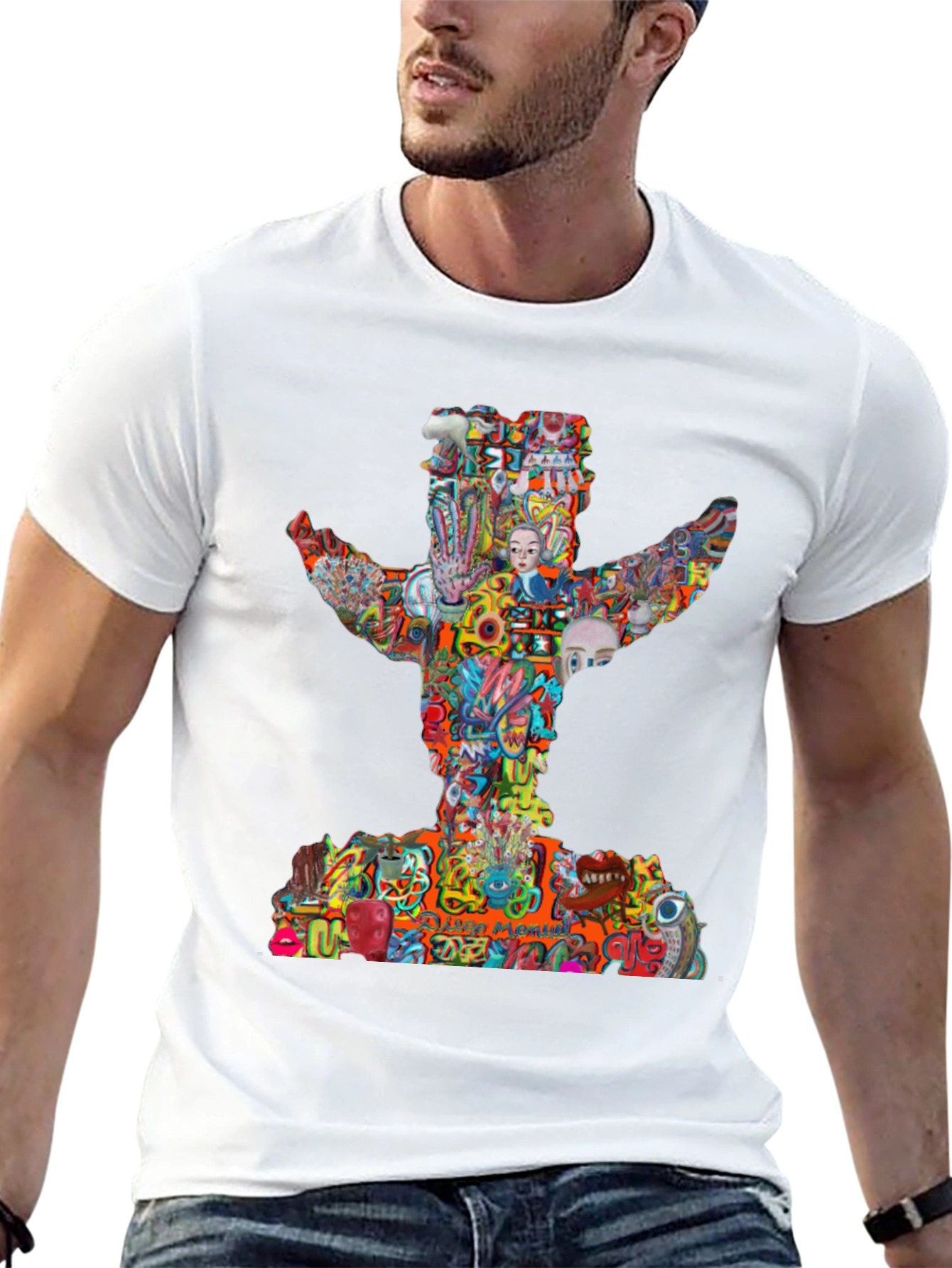Abstract Graphic Print Crew Neck T-Shirt