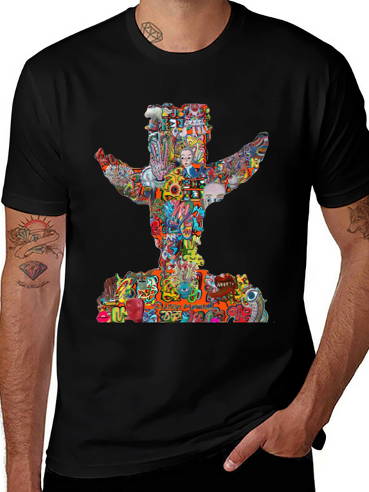 Abstract Graphic Print Crew Neck T-Shirt