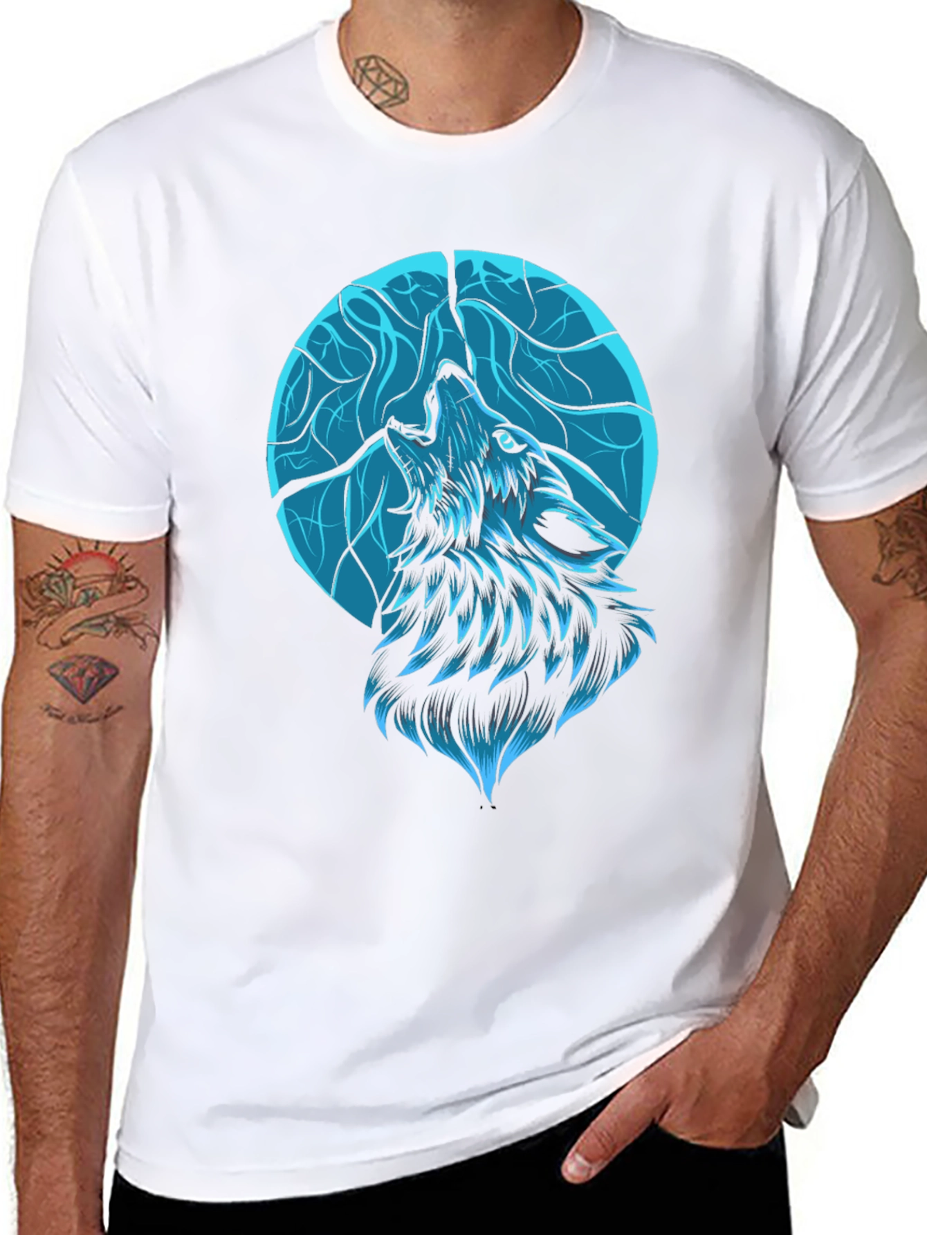 Wolf Moon Graphic Tee - Black Cotton Blend