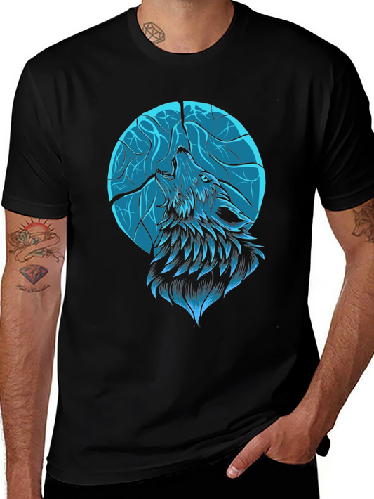 Wolf Moon Graphic Tee - Black Cotton Blend