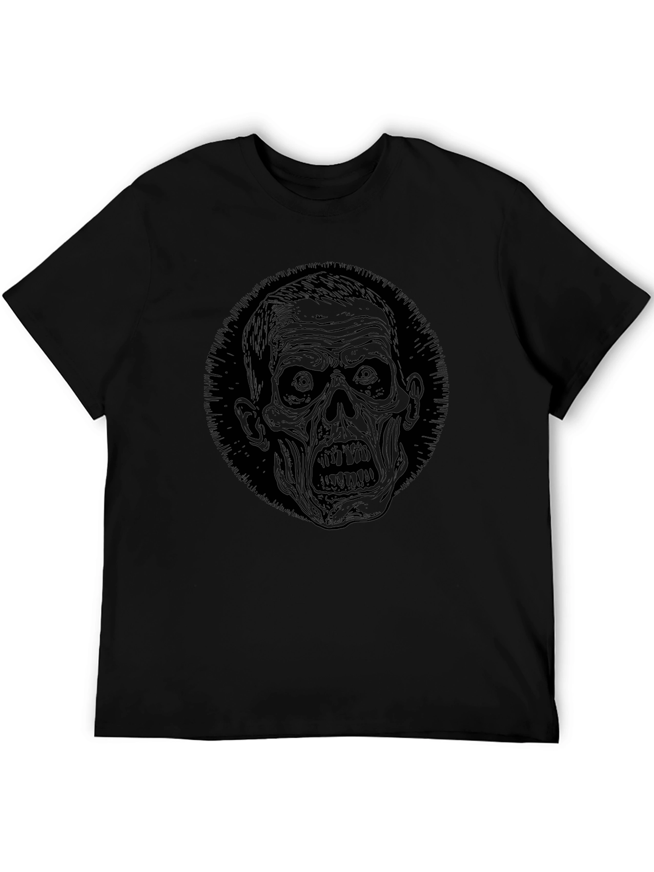 Zombie Graphic Print Black T-Shirt