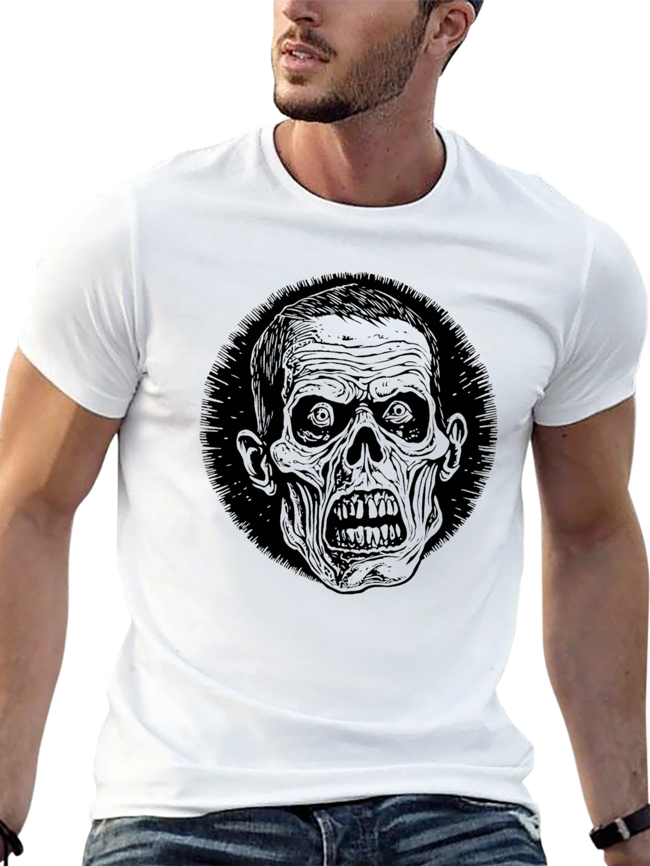 Zombie Graphic Print Black T-Shirt