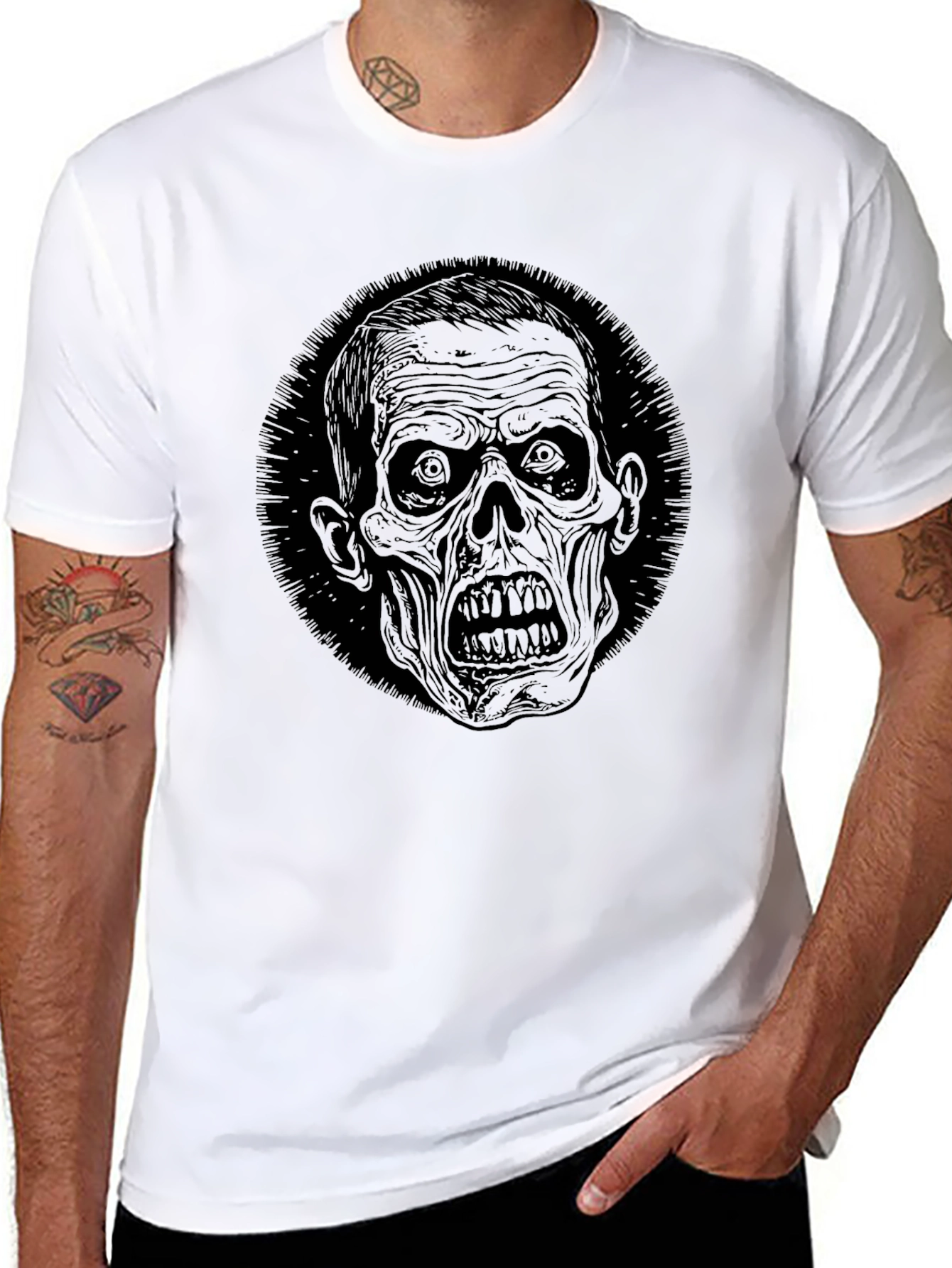 Zombie Graphic Print Black T-Shirt
