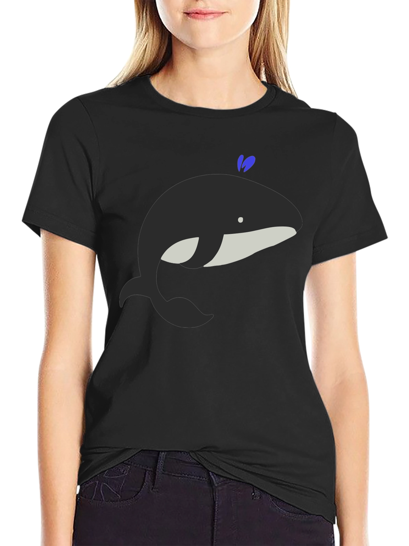 Whimsical Whale Graphic Tee - Black Cotton Comfort