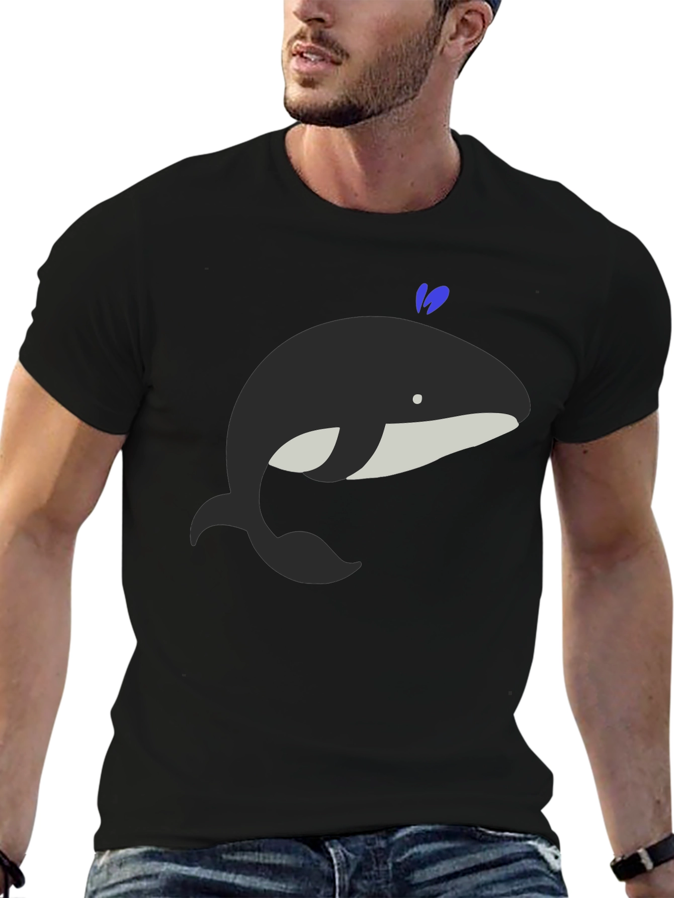 Whimsical Whale Graphic Tee - Black Cotton Comfort