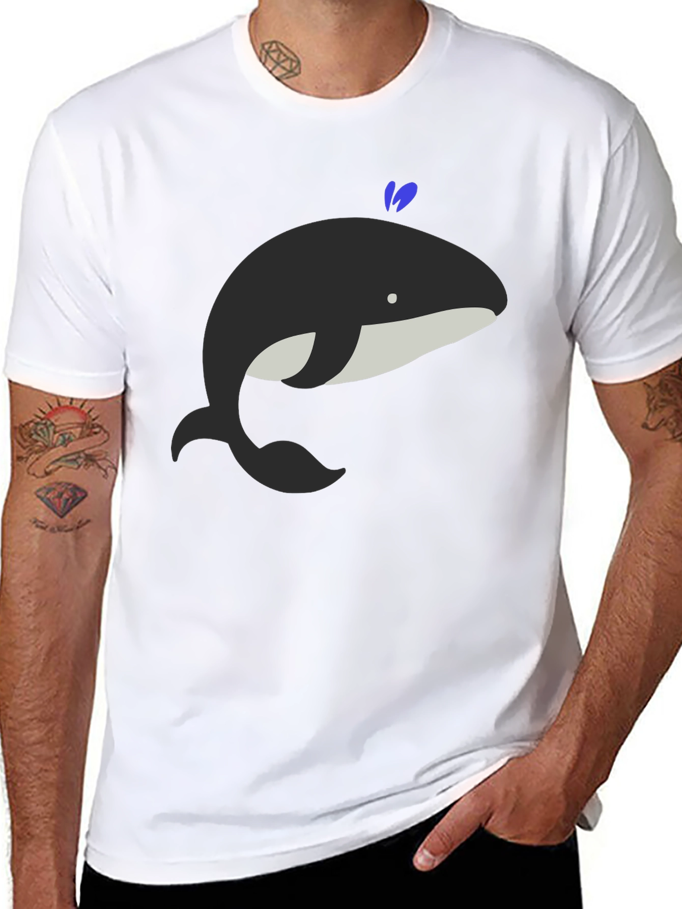 Whimsical Whale Graphic Tee - Black Cotton Comfort