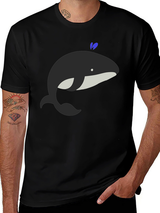 Whimsical Whale Graphic Tee - Black Cotton Comfort