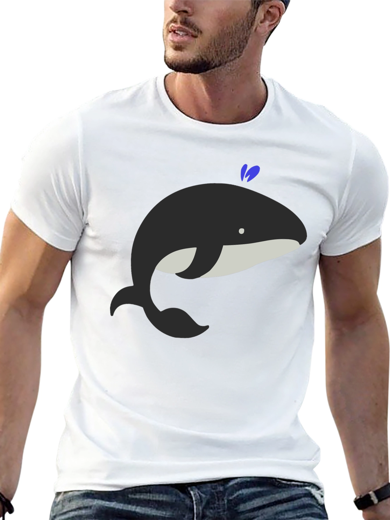 Whimsical Whale Graphic Tee - Black Cotton Comfort