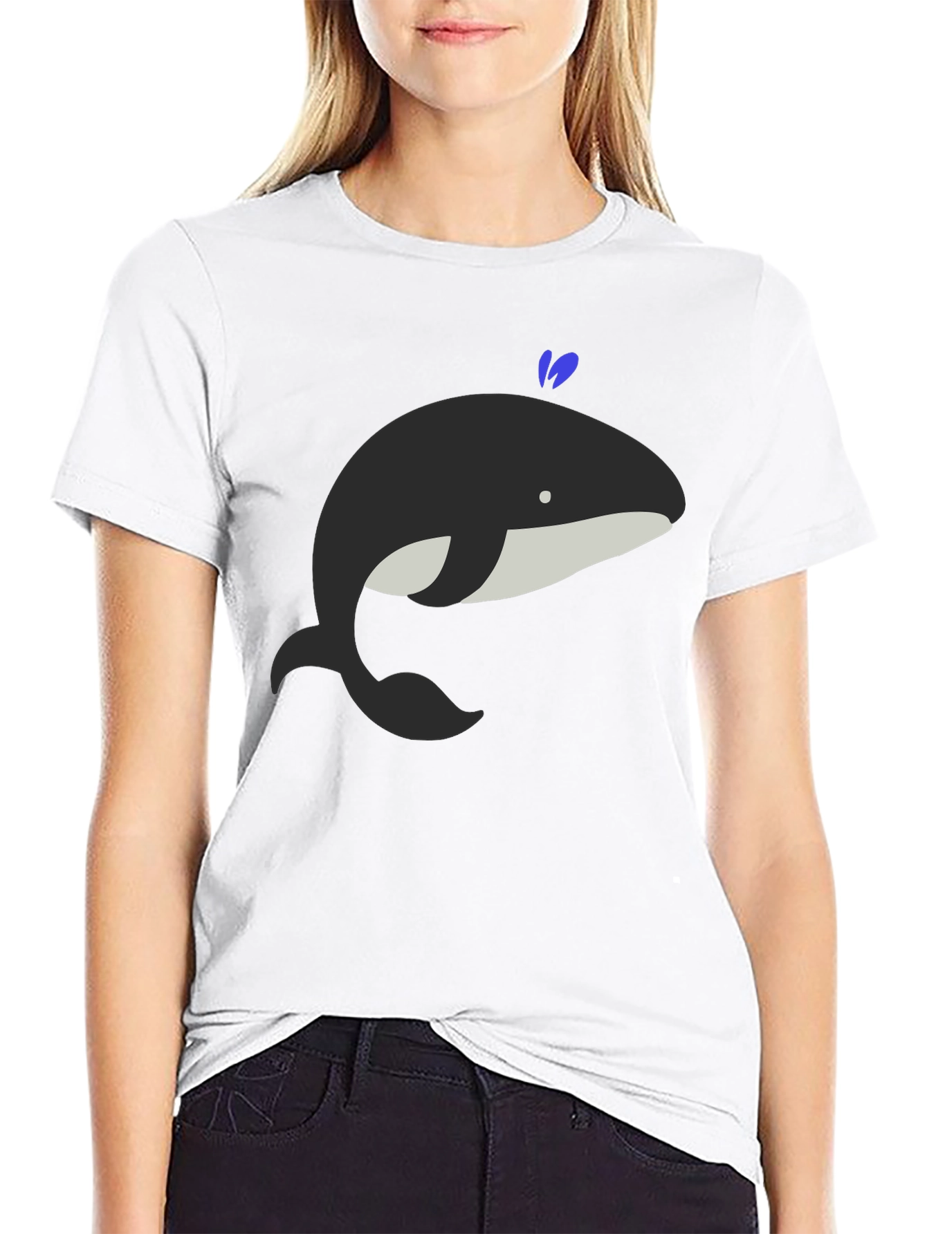 Whimsical Whale Graphic Tee - Black Cotton Comfort