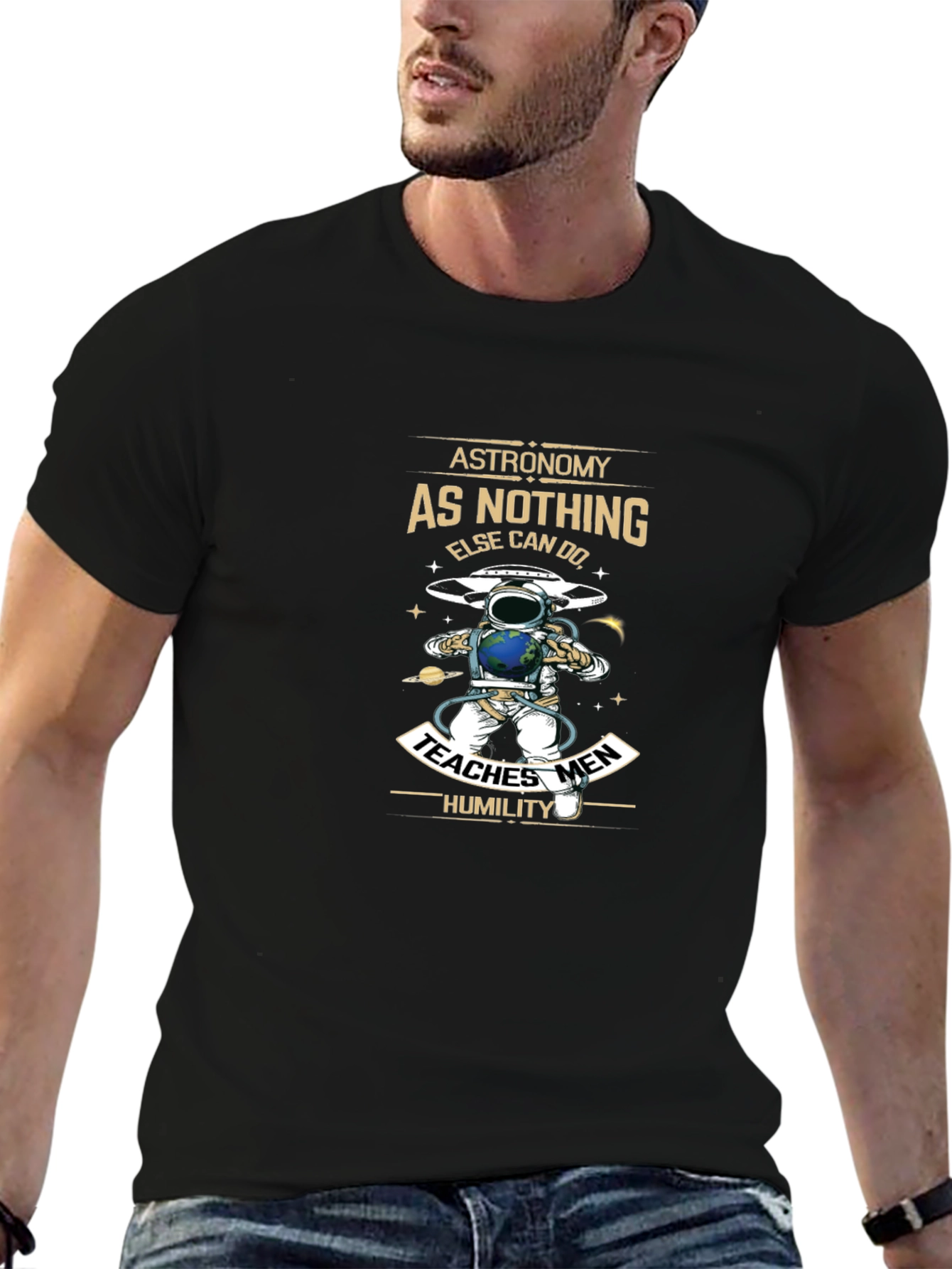 Astronomy Graphic Print T-Shirt Black