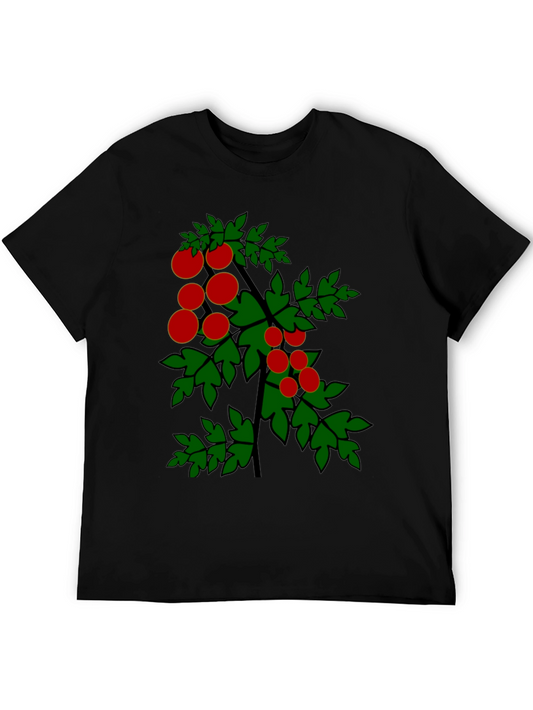 Tomato Plant Graphic Tee - Black Cotton T-Shirt